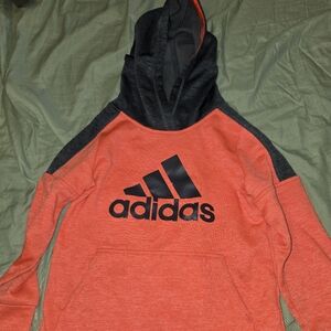 Adidas Kids Orange and Charcoal Hoodie
